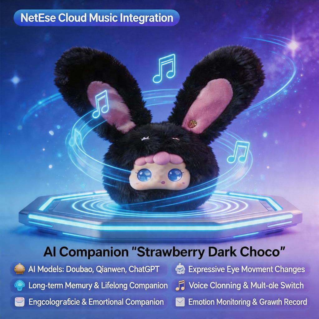 [SG Ready Stock] AI Smart Plush Toy | Interactive Voice Chat & Storyteller Companion for Kids | Strawberry Dark Choco Bunny