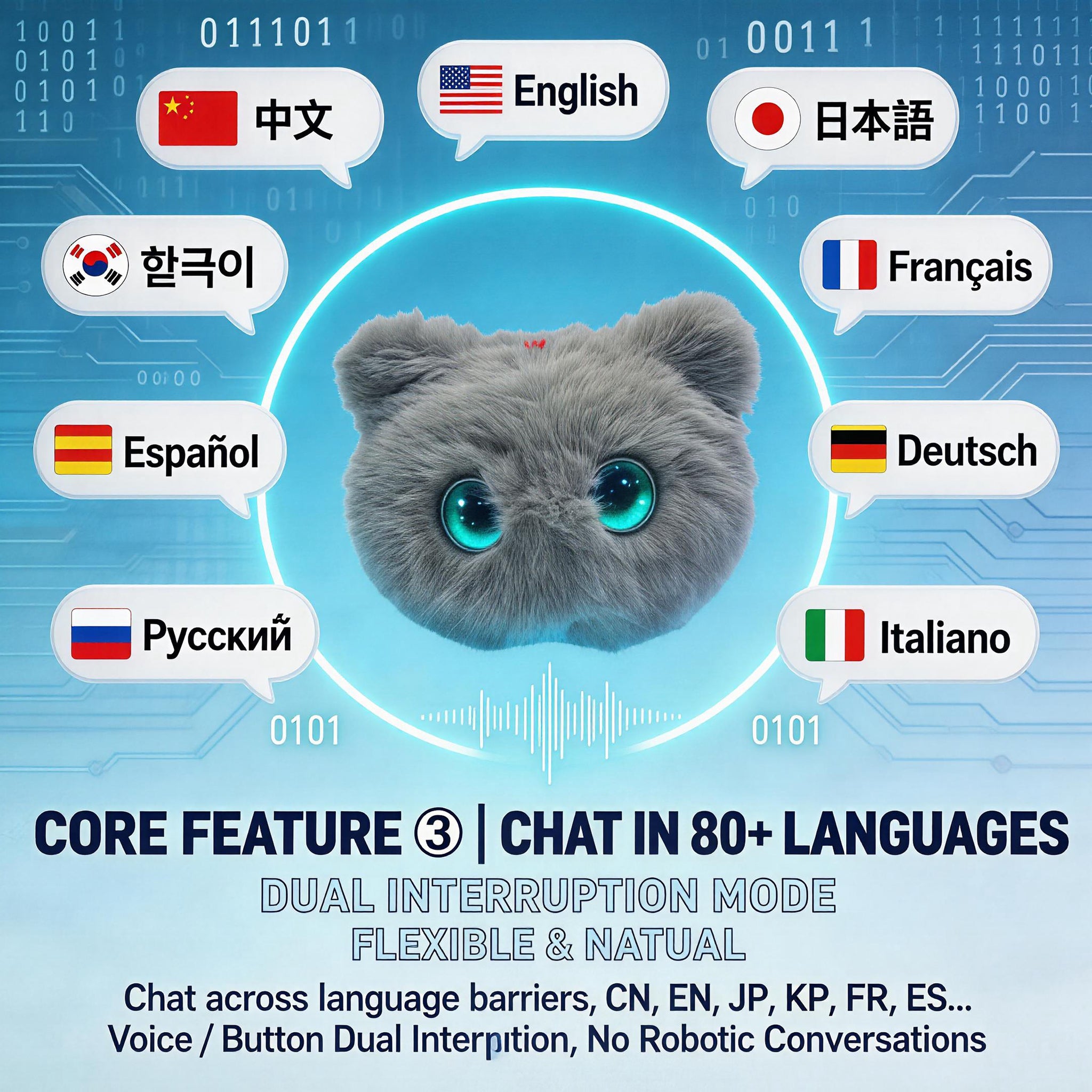 [SG Ready Stock] AI Smart Interactive Cat Plush Toy Chat 80+ Languages Voice Control Philosophy Companion Doll + FREE Gift