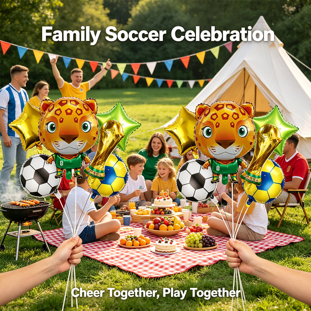 [SG Ready Stock] 2026 World Cup Soccer Foil Balloons | Football Mascot Trophy Balloon Set & 3D Singles | Party Decor